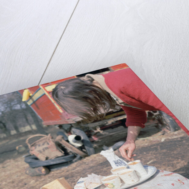 Gipsy woman making tea, Charlwood, Newdigate area, Surrey, 1964 by Tony Boxall