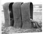 Basket shelters on a beach in Belgium, 1966 by Tony Boxall