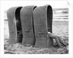 Basket shelters on a beach in Belgium, 1966 by Tony Boxall