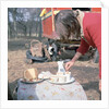 Gipsy woman making tea, Charlwood, Newdigate area, Surrey, 1964 by Tony Boxall