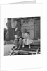 Children sitting on the steps of a gipsy caravan, Outwood, Surrey, 1963 by Tony Boxall