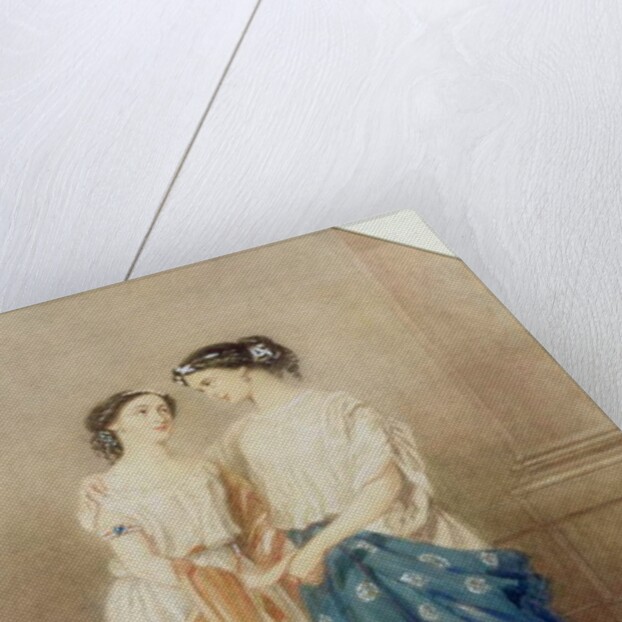 Scene from the 1848 production of 'Antigone' at the St. James Theatre with Mlle. Baptiste as Ismeme and Mme. Pechter as Antigone, 1848 by Alfred-Edward Chalon