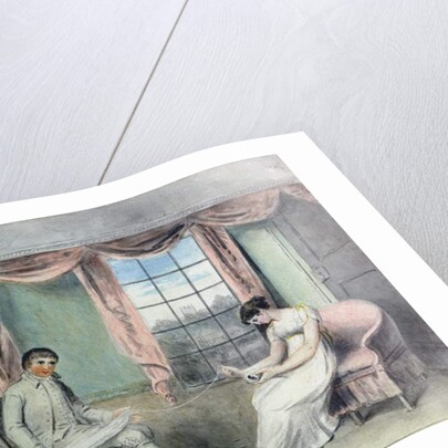 A Woman and her Beau Spinning Thread by Isabella Downman