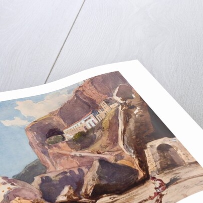 The Capuchin Monastery at Amalfi from the beach, with additions by Prince Alfonso Maria di Borbone by Giacinto Gigante