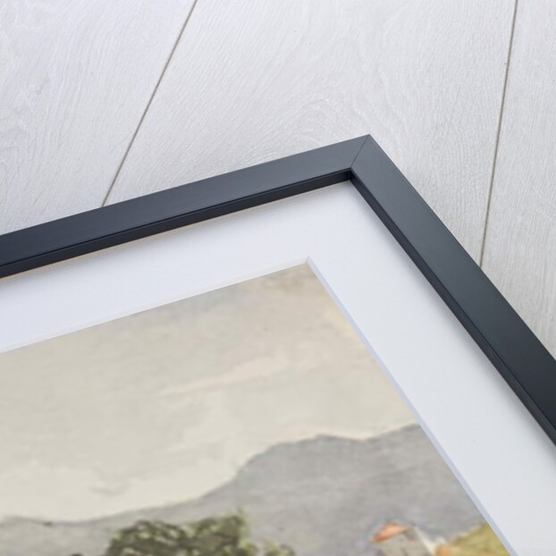 Rowing barge with the Borbone flag approaching a large house on the Neapolitan coast, with additions by Prince Gaetano Maria Federico di Borbone by Giacinto Gigante