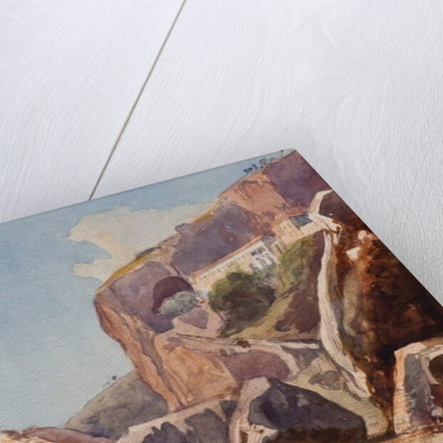 The Capuchin Monastery at Amalfi from the beach, with additions by a Borbone pupil by Giacinto Gigante