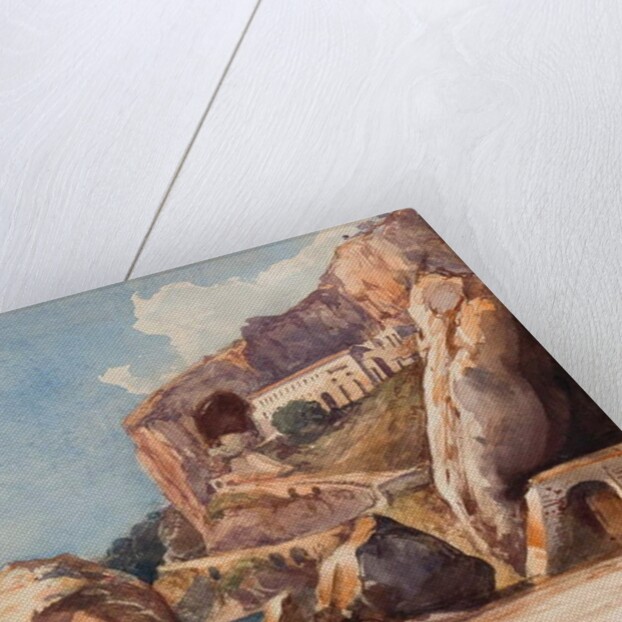 The Capuchin Monastery at Amalfi from the beach, with additions by a Borbone pupil by Giacinto Gigante