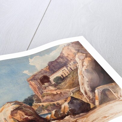 The Capuchin Monastery at Amalfi from the beach, with additions by a Borbone pupil by Giacinto Gigante