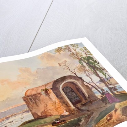 Chapel by Lake Lucrino, with additions by a Borbone pupil, possibly Princess Maria Annunziata di Borbone by Giacinto Gigante