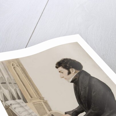 Tom Pinch playing the Salisbury organ by Hablot Knight Browne