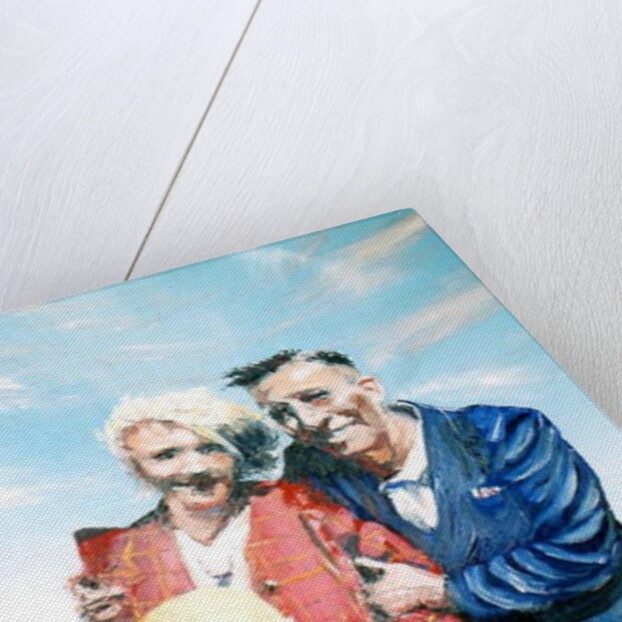 Gran and Granddad with ball at the seaside, 2017 by Vincent Alexander Booth