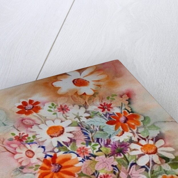 White vase with daisies by Neela Pushparaj