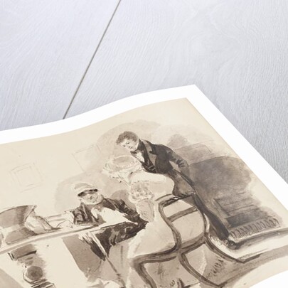 Man standing at a table with three seated women by John Harden