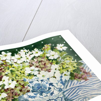 Cosmos and hydrangeas in a chinese vase, 2013 by Jennifer Abbott