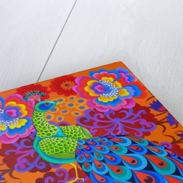 Peacock with flowers, 2015 by Jane Tattersfield