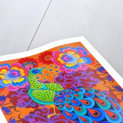 Peacock with flowers, 2015 by Jane Tattersfield