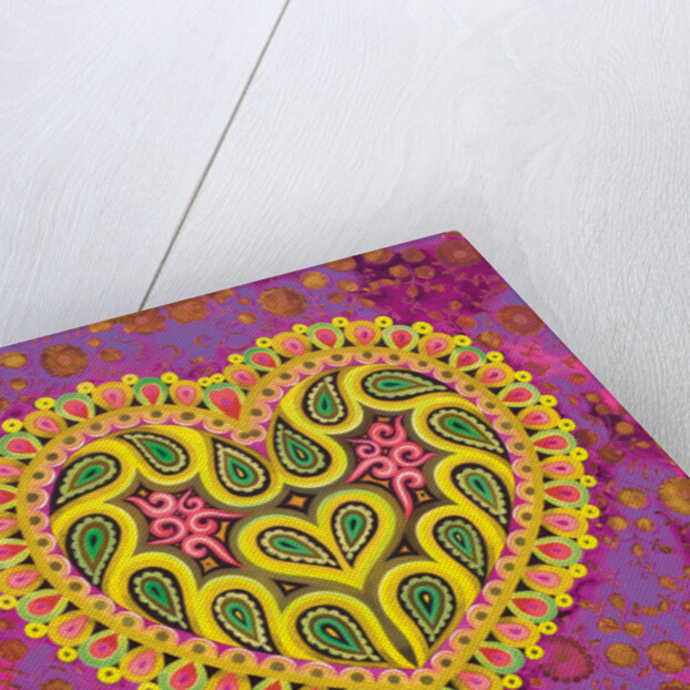 Valentine's folk heart on pink, 2016 by Jane Tattersfield