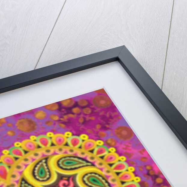 Valentine's folk heart on pink, 2016 by Jane Tattersfield