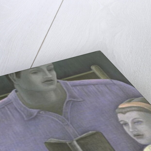 Man reading to Girl by Ruth Addinall