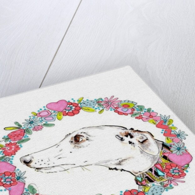 Silvertips Greyhound With Floral Border, 2012 by Jo Chambers