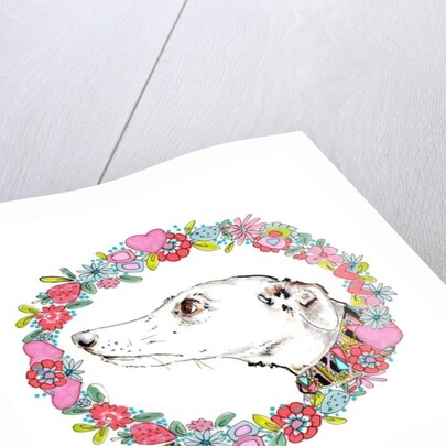 Silvertips Greyhound With Floral Border, 2012 by Jo Chambers