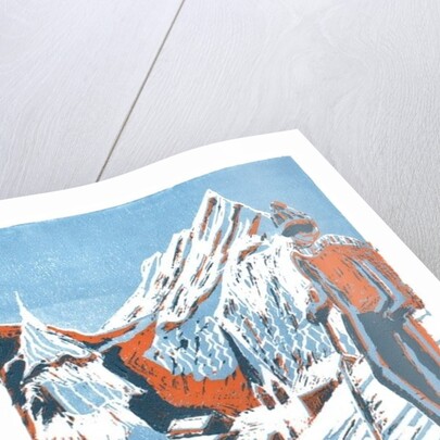 Ski, 2015, linoprint by Charlotte Orr