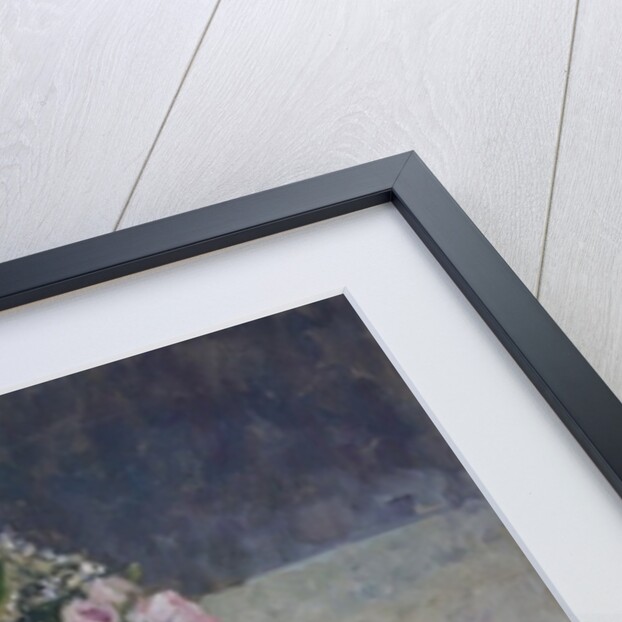 Pinks in stripey jug, 2013 by Sue Wales