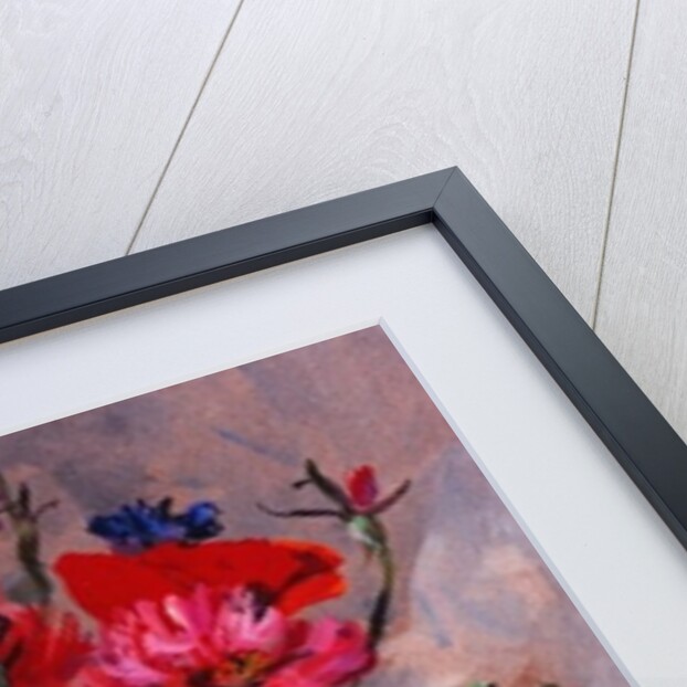 Poppies & cornflowers in green jug, 1994 by Sue Wales