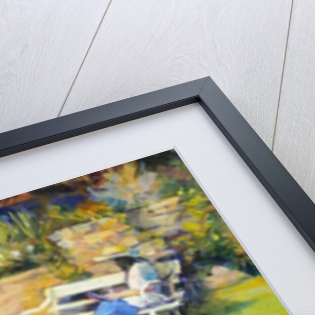 Reading in the garden, 1995 by Sue Wales