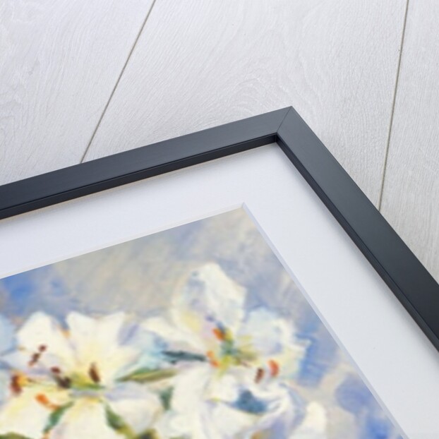 Lilies in white jug, 2000 by Sue Wales