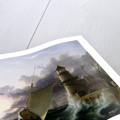 Boat by a Lighthouse, a Squall Going Off by Francis Danby