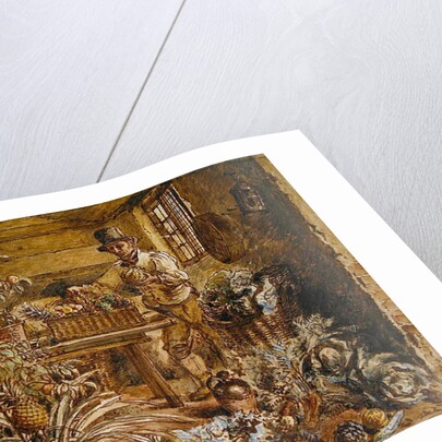 A Gardener in a Potting Shed with Pineapples and Various Vegetables by Alfred William Hunt