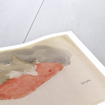 Cat Sleeping on a Red Cushion by Gwen John