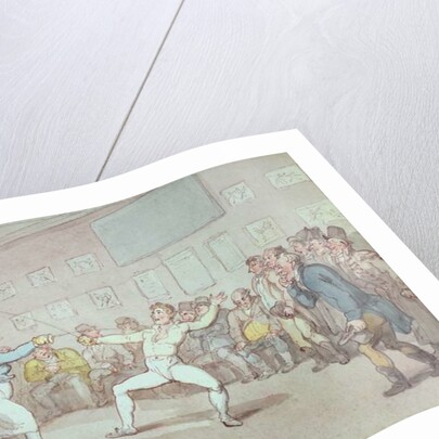 A Fencing Duel, probably depicting The Chevalier d'Eon, dressed as a woman by Thomas Rowlandson