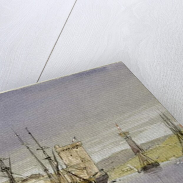 Marseilles, Shipping at Anchor and a Merchant Ship Becalmed, 1836 by William Callow