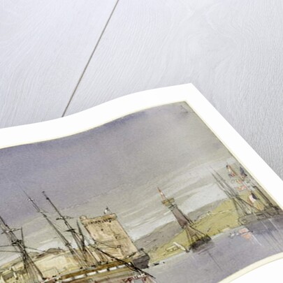 Marseilles, Shipping at Anchor and a Merchant Ship Becalmed, 1836 by William Callow