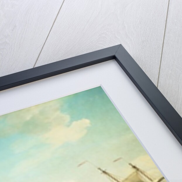 East Indiamen and a smack-rigged Royal Yacht in a breeze off the Downs by Charles Brooking