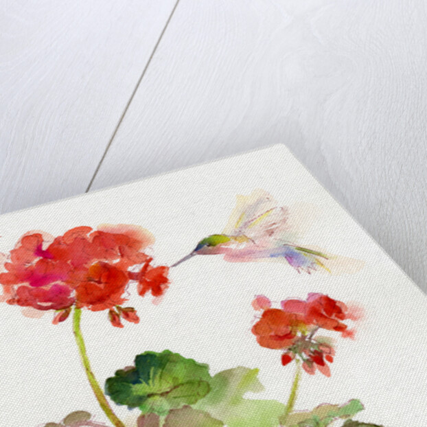 Hummingbird with Geranium, 2015 by John Keeling