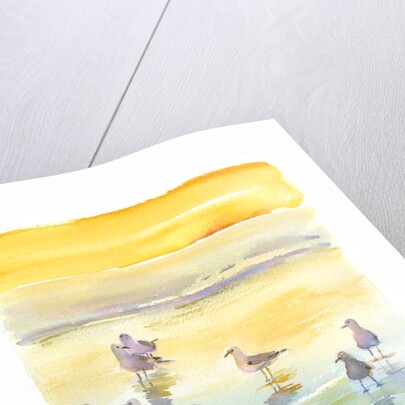 Seagulls on beach, 2014 by John Keeling