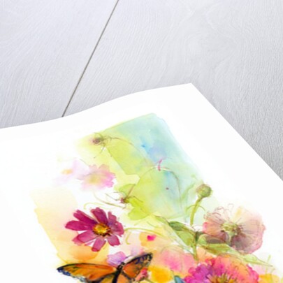 Zinnias and butterflies, 2015 by John Keeling