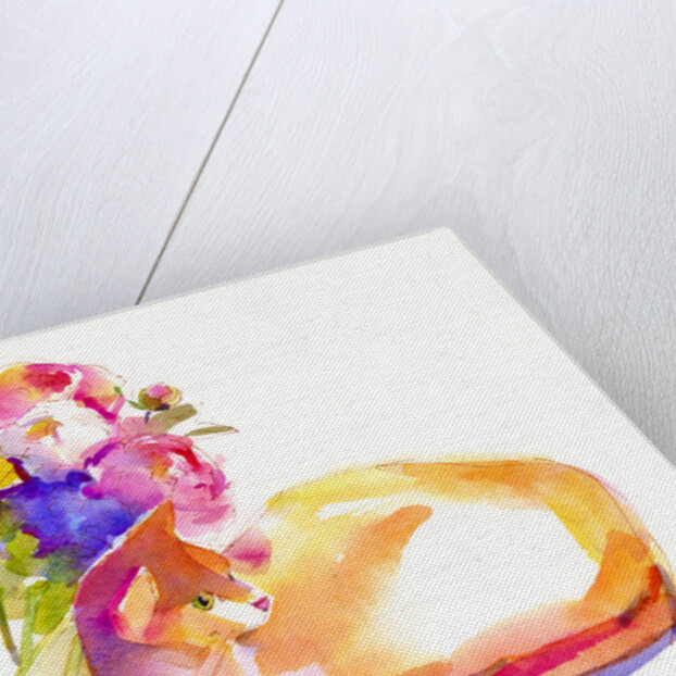 Orange cat with Flowers, 2014 by John Keeling