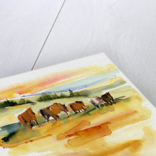 Horses at Sunset, 2015 by John Keeling