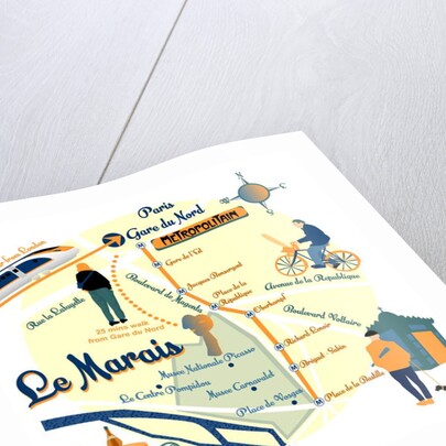 Map of Le Marais, Paris, 2017 by Claire Huntley