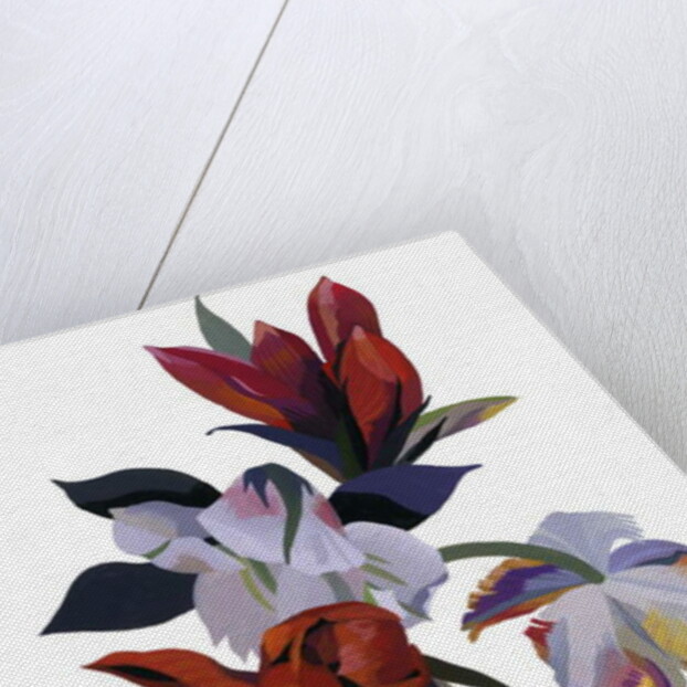 Flower drawn in red color by Hiroyuki Izutsu