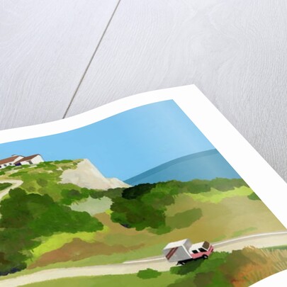 A moving truck runs on the coastal road, 2017 by Hiroyuki Izutsu