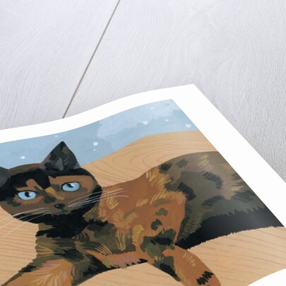 Lay down at the desk tortoiseshell cat, 2017 by Hiroyuki Izutsu