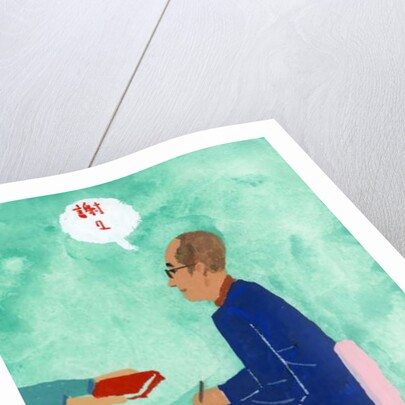 A novelist signing a book, at a signing event, 2016 by Hiroyuki Izutsu