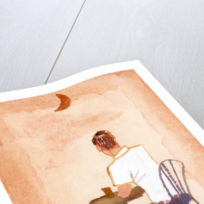 Drink coffee at the cafe while watching the moon, 2016 by Hiroyuki Izutsu