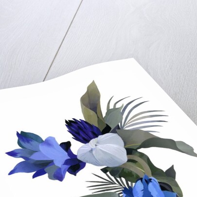 White flowers and light blue flowers by Hiroyuki Izutsu