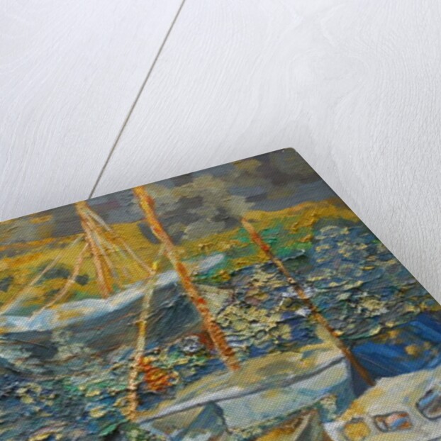 Mousehole harbour, resting boats, 2014 by Cosima Duggal